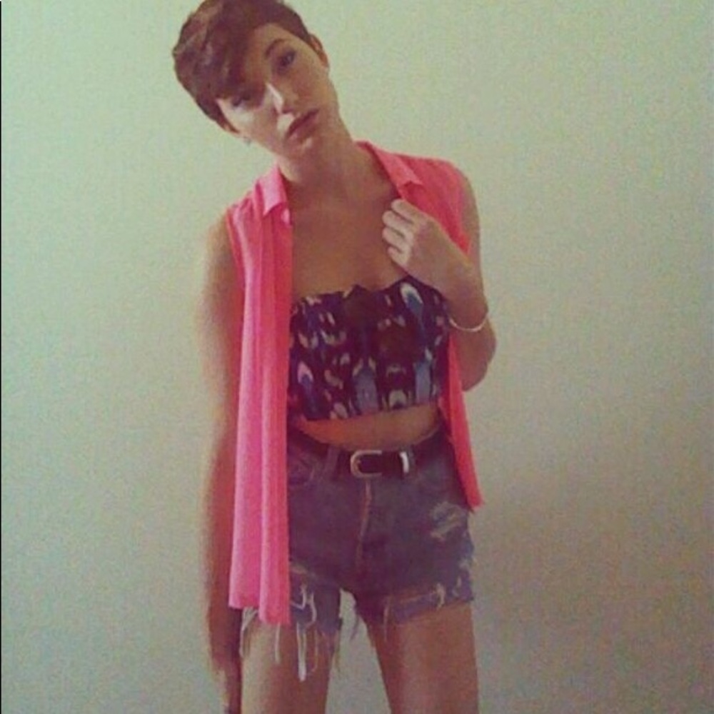 Highlighter Pink Sleeveless Top